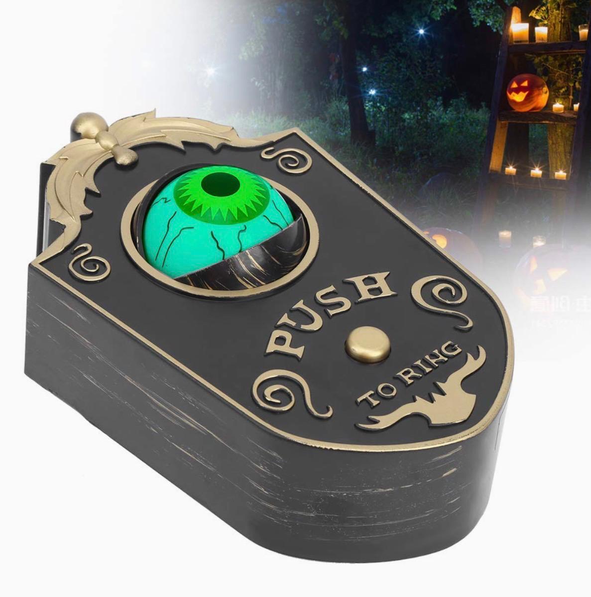 Timbre de halloween con un ojo con movimiento