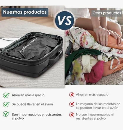 Mochila de viaje 65L Expandible Impermeable con compresion al vacio y bomba electrica