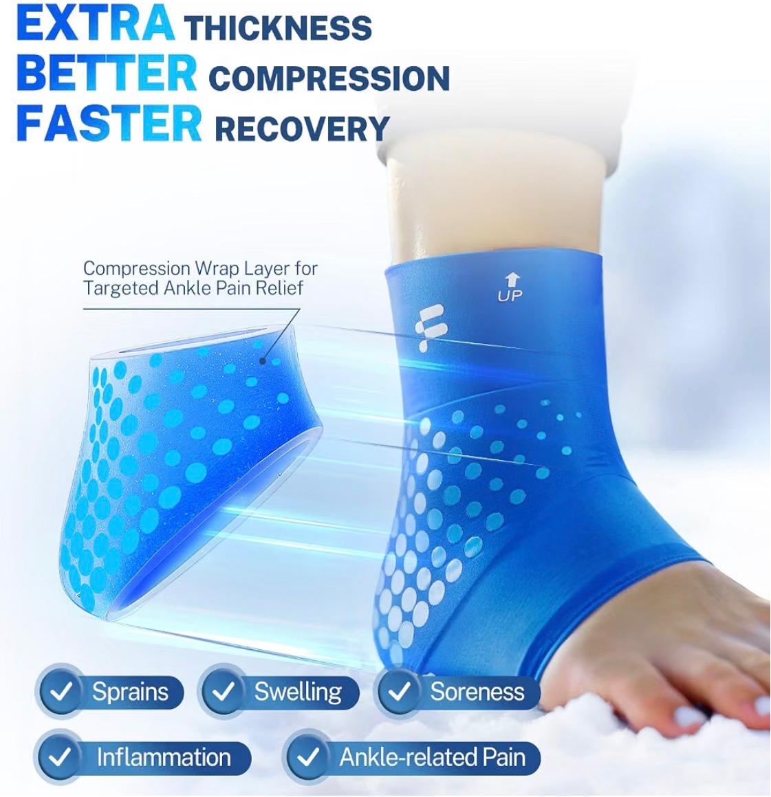 Compresa de hielo para tobillos con tejido grueso de compresion fria y refrescante, para lesiones, pies hinchados, tendinitis, fascitis, espolon