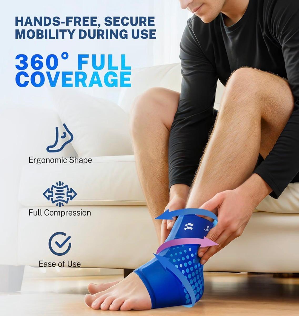 Compresa de hielo para tobillos con tejido grueso de compresion fria y refrescante, para lesiones, pies hinchados, tendinitis, fascitis, espolon