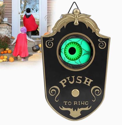 Timbre de halloween con un ojo con movimiento