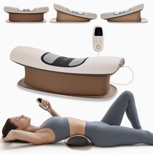 Electric lumbar traction massager, 20-level electrotherapy, vibration massage, and therapy.