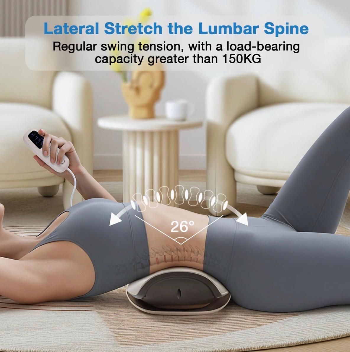 Electric lumbar traction massager, 20-level electrotherapy, vibration massage, and therapy.