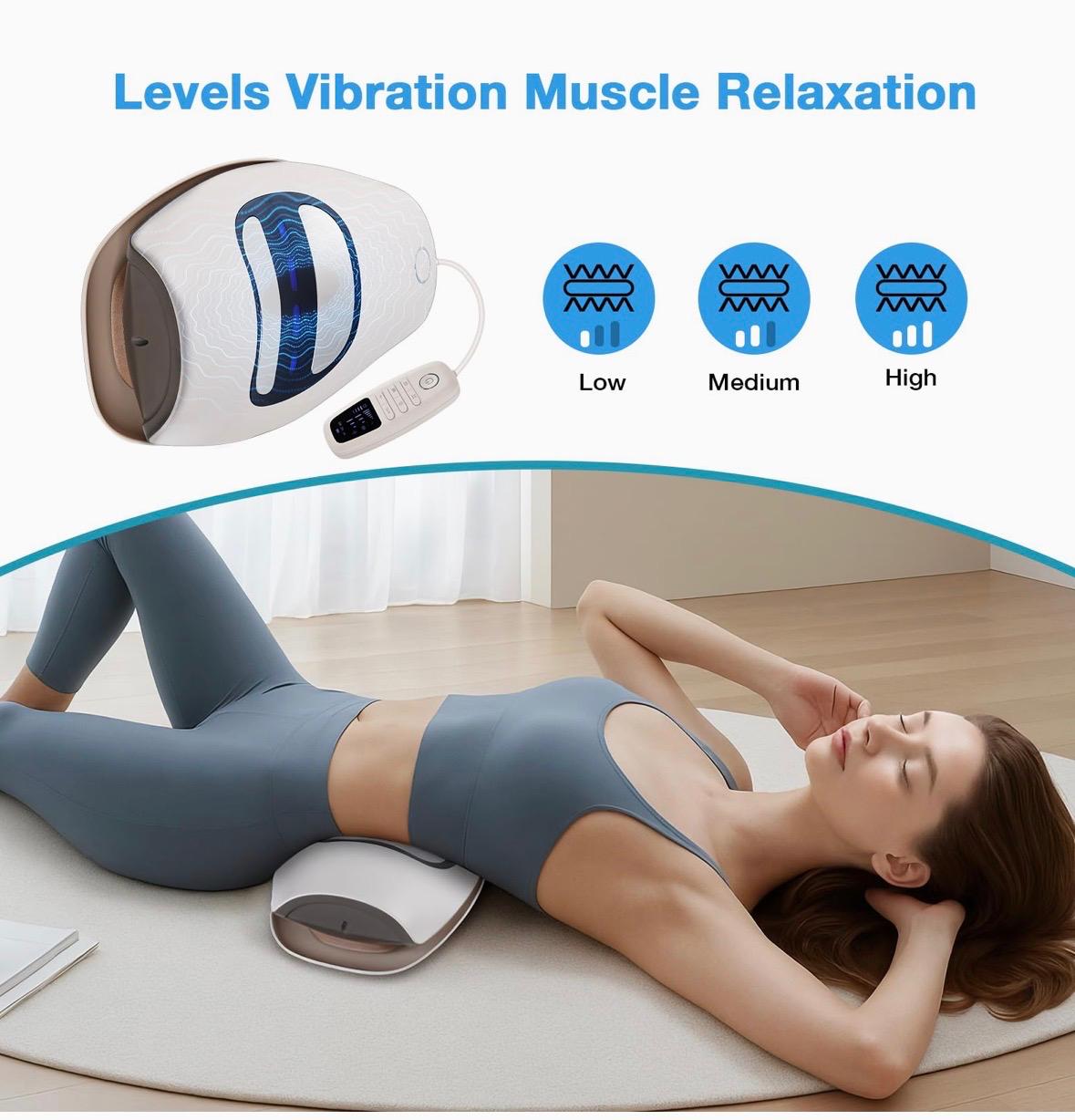 Electric lumbar traction massager, 20-level electrotherapy, vibration massage, and therapy.